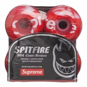 NEW Supreme x Spitfire Shop Logo Skateboard Wheels Set of 4 Red Swirl 54mm FW21